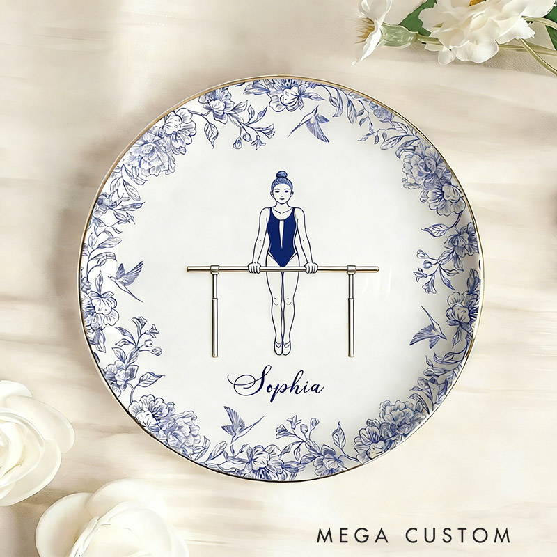 Personalized Gymnastics Girl Jewelry Dish Gymnastics Gift For Little Girls Gymnastics Coach Recital Gifts Gymnast Trinket Tray Gymnastics Team Ring Holder
