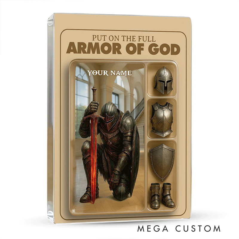 Personalized Put the Full Armor of God Acrylic Block with Custom Name Prayer Best Gift Religious Christian Gift for him