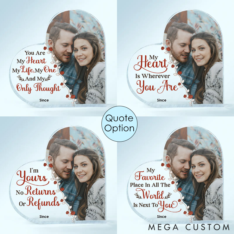 Personalized Photo Heart-Shaped Acrylic Plaque Anniversary Gift for Couple Custom Heart Acrylic Plaque for Valentine's Day Couple Gift