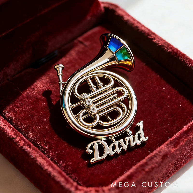 Personalized French Horn Enamel Pin Exquisitely Crafted for Music Lovers