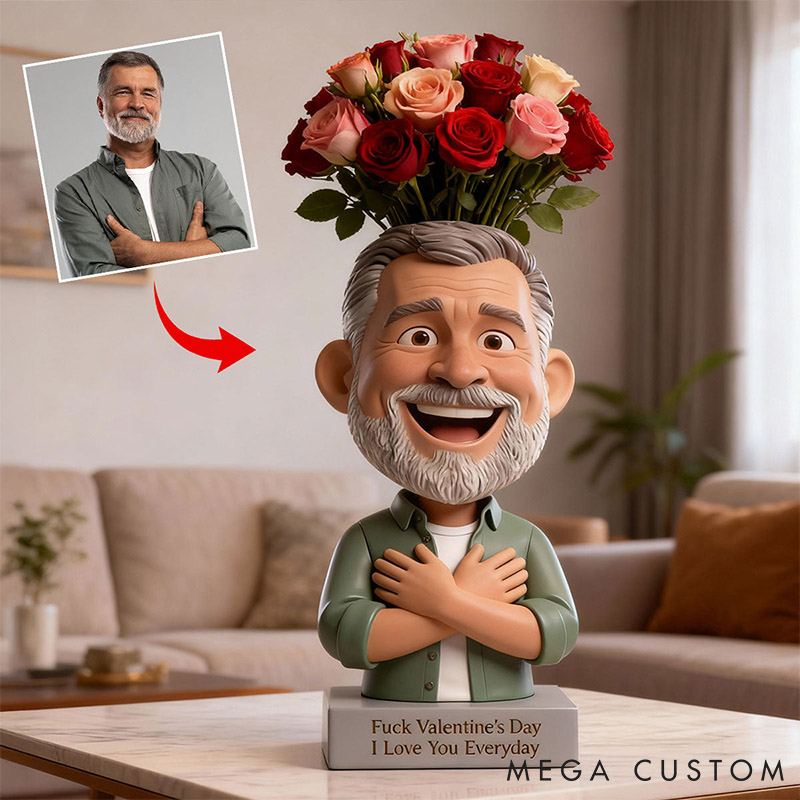 Personalized Couple Photo F*ck Valentine's Day I Love You Everyday Acrylic Flower Vase Custom Shape Man Woman Photo Portrait Vase Valentines Day Gift