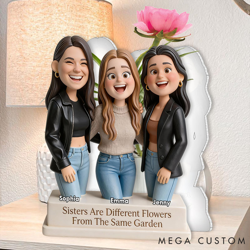 Personalized Photo Sisters Are Different Flowers From The Same Garden Acrylic Flower Vase Custom Shape Bestie Photo Portrait Vase Valentines Day Gift