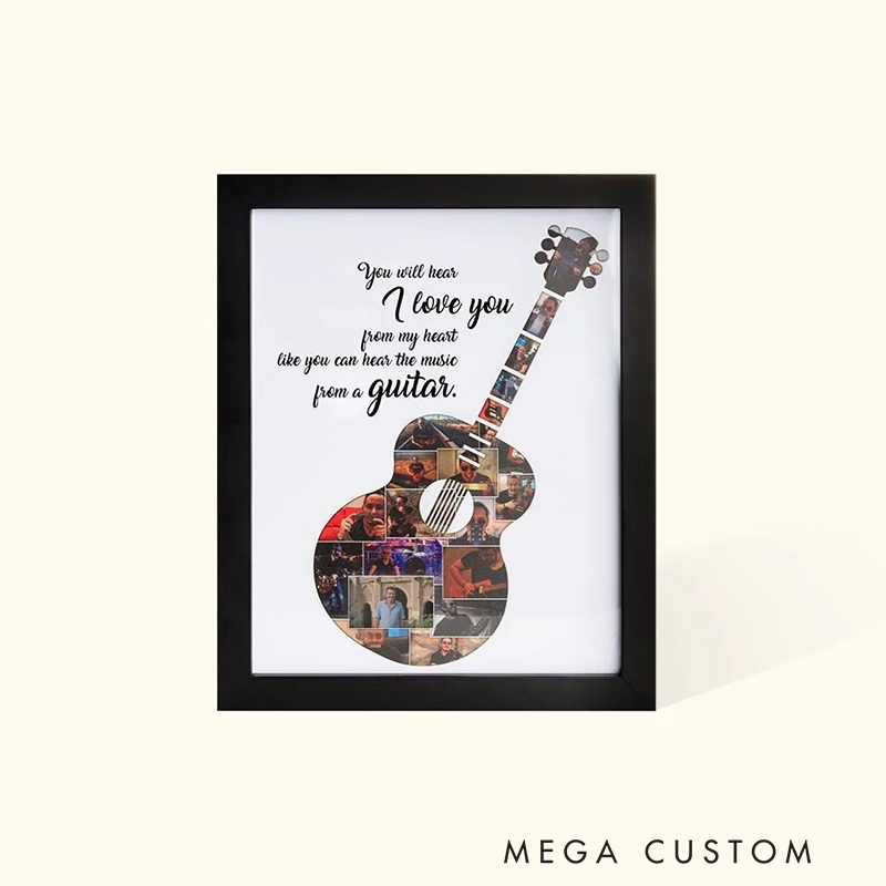 Personalized Multiple Photo Collage with Guitar Piano Other Instruments Picture Frame with Text Home Decor Birthdays Anniversaries Christmas Gifts for All Music Lovers