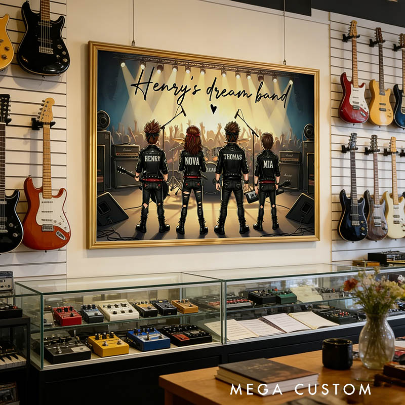 Personalized Retro Rock Dream Band Home Decor Poster with Photo and Name Gift for Fans Familys Friends Dad Mother Husband Son