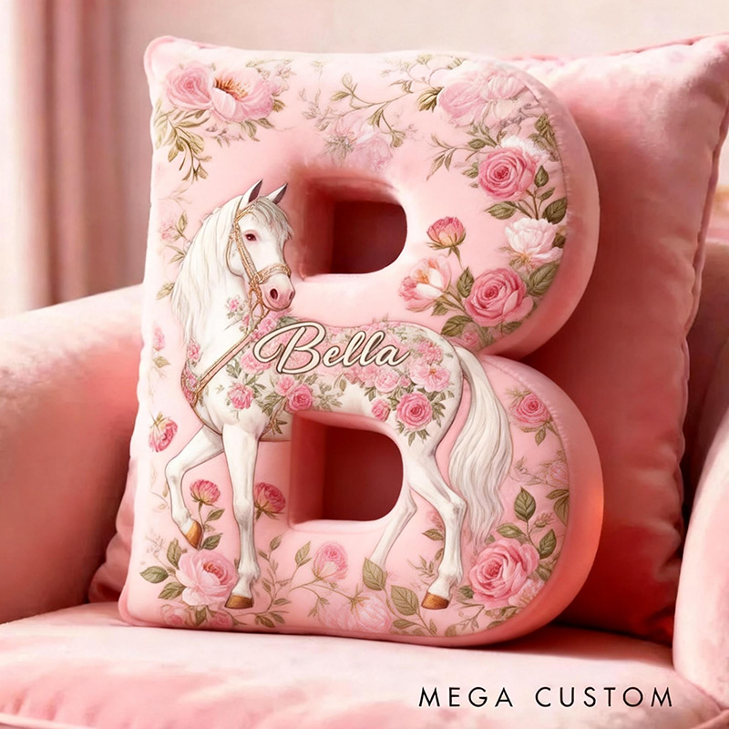 Personalized Pet Lover Funny Pink Flower Horse Graphic 3D Print Pillow