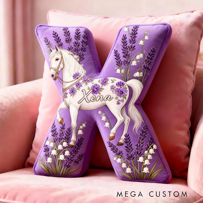 Personalized Pet Lover Purple Lavender Flower Horse Graphic 3D Print Pillow