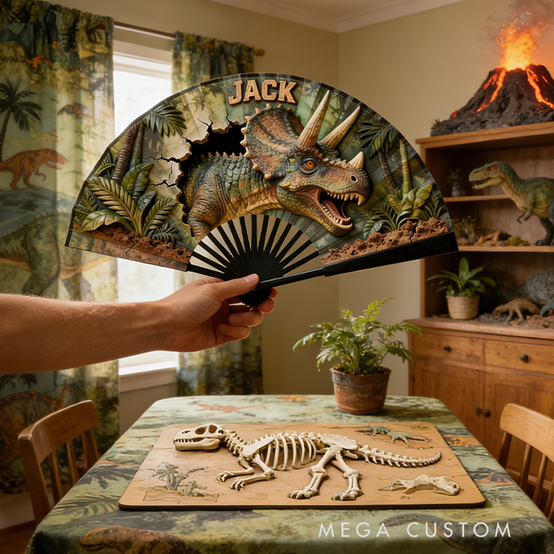 Personalized Dinosaur Pattern Fans the Perfect Gift for Children