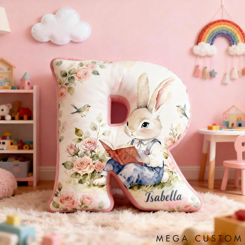 Personalized Pet Lover Funny Reading Rabbit Graphic 3D Print Pillow