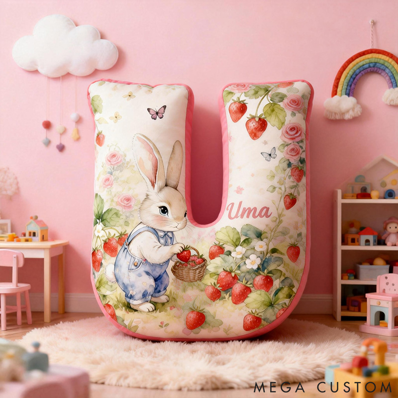 Personalized Pet Lover Funny Strawberry Picking Rabbit Graphic 3D Print Pillow