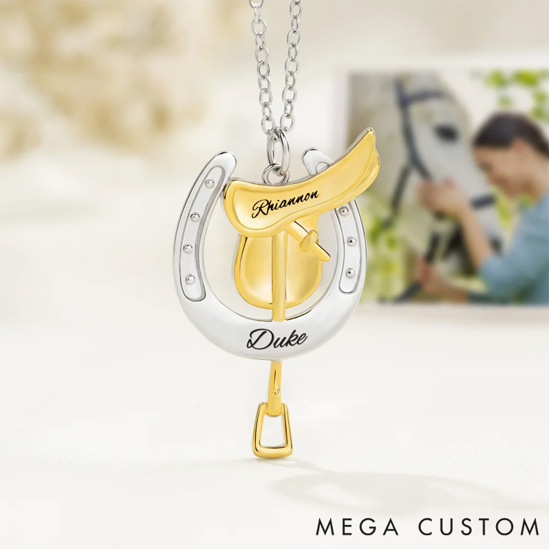 Personalized Pet Lover Horseshoe Saddle Protective Necklace  Dainty Jewelry Birthday Anniversary Gift for Horse Lovers Necklace