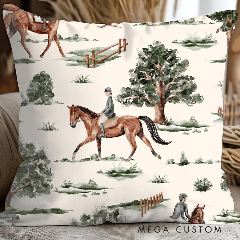 Personalized Horse Lover Gift Rustic Home Accessory Farmhouse Pillows Horse Girl Western Style Country Living Room Decor Equestrian Bedroom Throw Cushion for Riding Lovers Equestrian Lovers