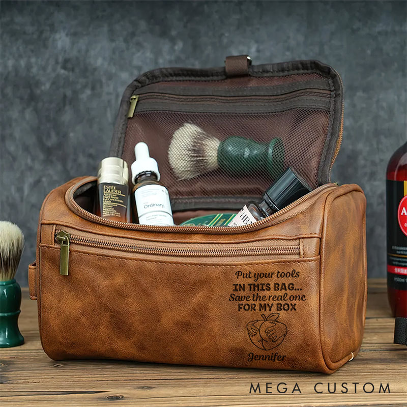 Personalized Cheeky Leather Toiletry Bag for Husband Custom Leather Toiletry Bag Valentine's Gift for Him Boyfriend Gift