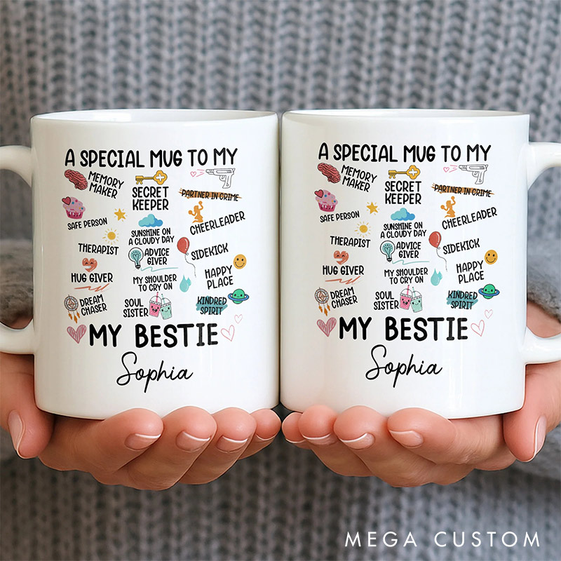 Personalized Sepcial Mug to My Bestie Mug with Name Valentine's Mug Galentine's Day Gift for Friendship Anniversary Mug for Bestie