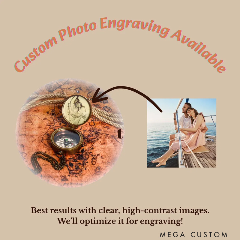 Personalized Copper Engraved Compass Romantic Wedding Keepsake Gift for Husband Boyfriend Couples