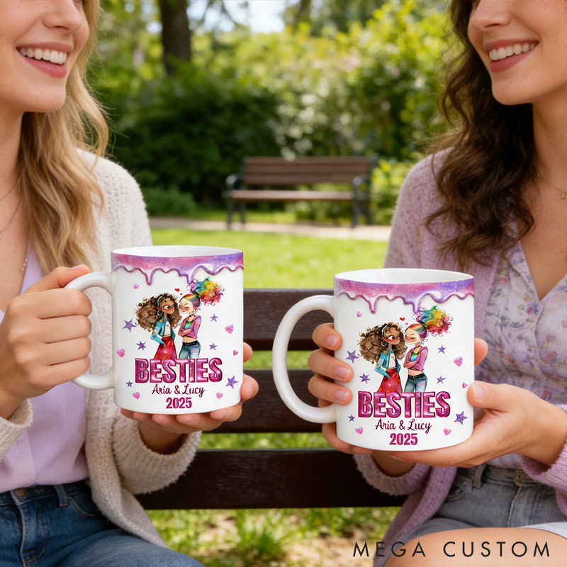 Personalized Bestie Mug with Name Unique Coffee Mug Valentine's Mug Galentine's Day Gift for Friendship Anniversary Mug for Bestie