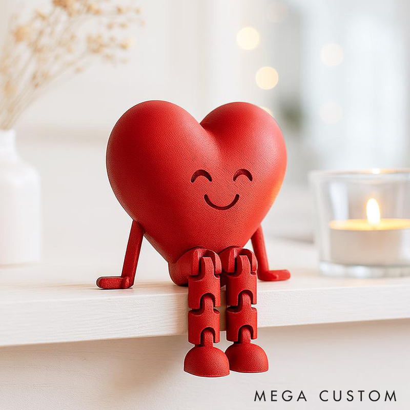 Personalized Valentine's Day Heart Decor with Dangling Legs Custom Couple 3D Printed Red Heart Table Sign with Text Valentine's Day Anniversary Gift