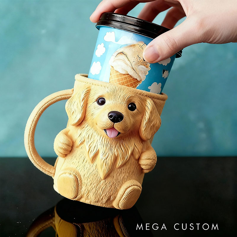 Personalized Golden Retriever Ice Cream Pint Holder 3D Printed with Spoon Slots & Snack Drawer for Pet Pet Lover For Dog Lover
