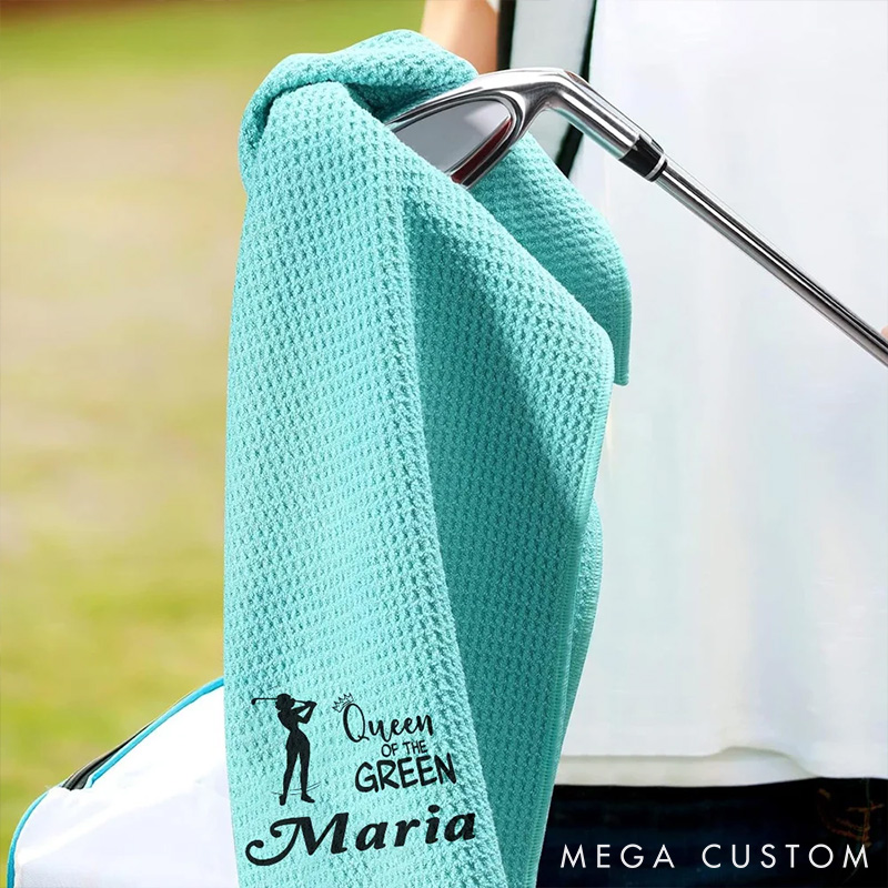 Personalized King and Queen Golf Player Design Towel with Custom Name