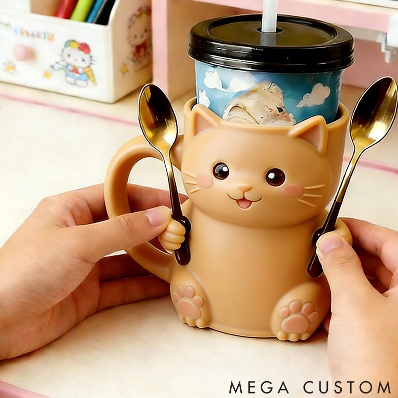 Personalized Cat Lover Cat Ice Cream Pint Holder 3D Printed with Spoon Slots & Snack Drawer for Pet Pet Lover for Cat Lover