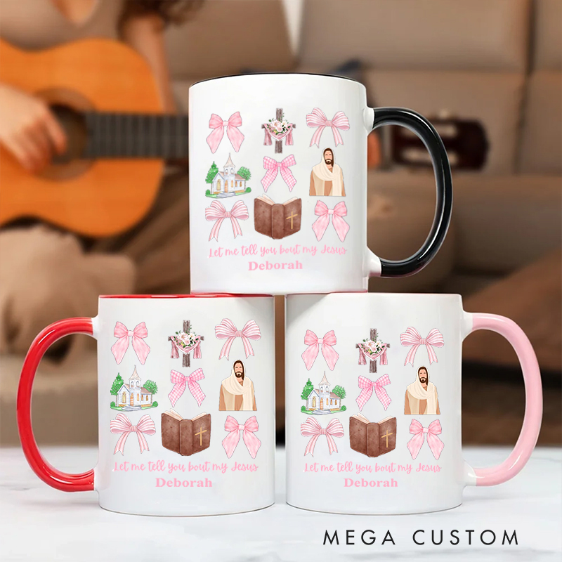 Personalized Cross Bible Jesus Bible Verse Christian Inner Color Ceramic Mug with Name Religious Gift Birthday Gift for Christian
