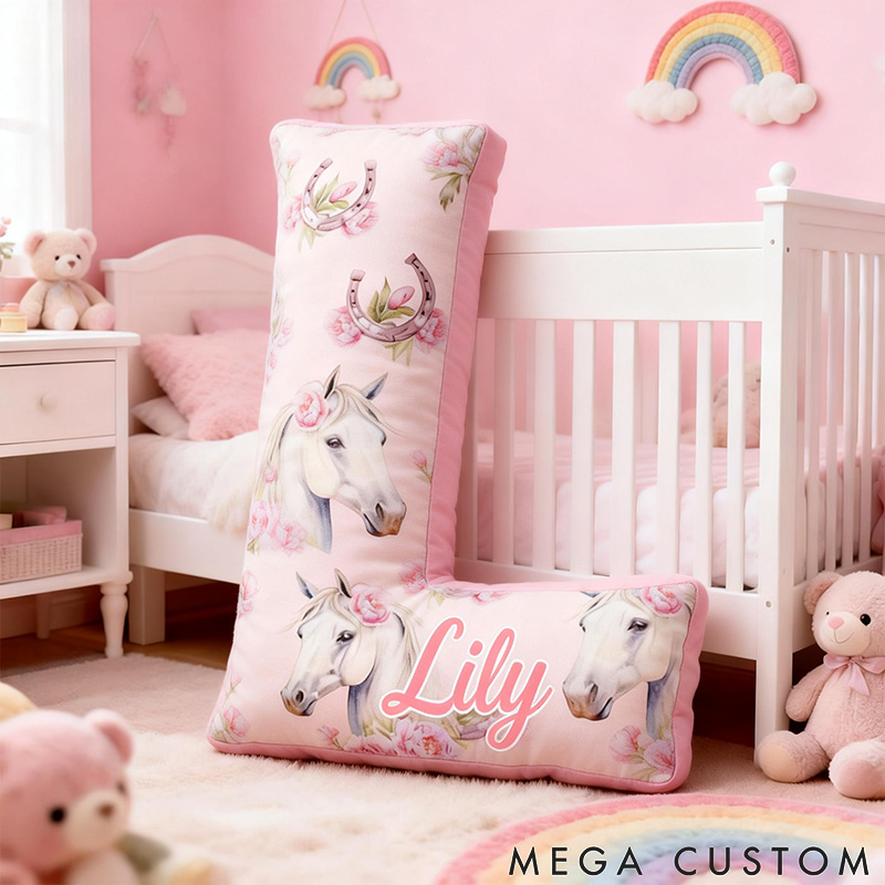 Personalized Pet Lover Funny White Watercolor Horse with Peonies Graphic 3D Print Pillow