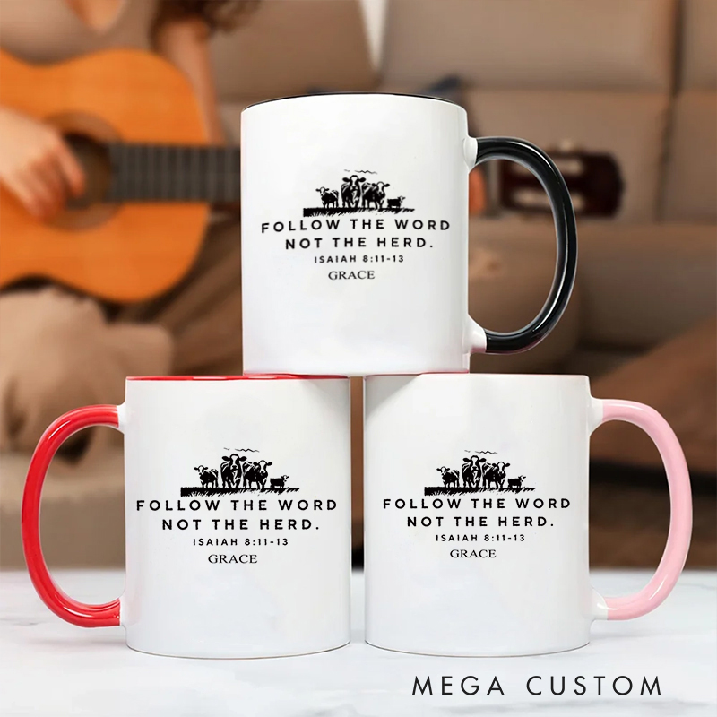 Personalized Isaiah 8:11 Bible Verse Inner Color Ceramic Mug with Name Birthday Christmas Gift for Christians Best Gift for Christians