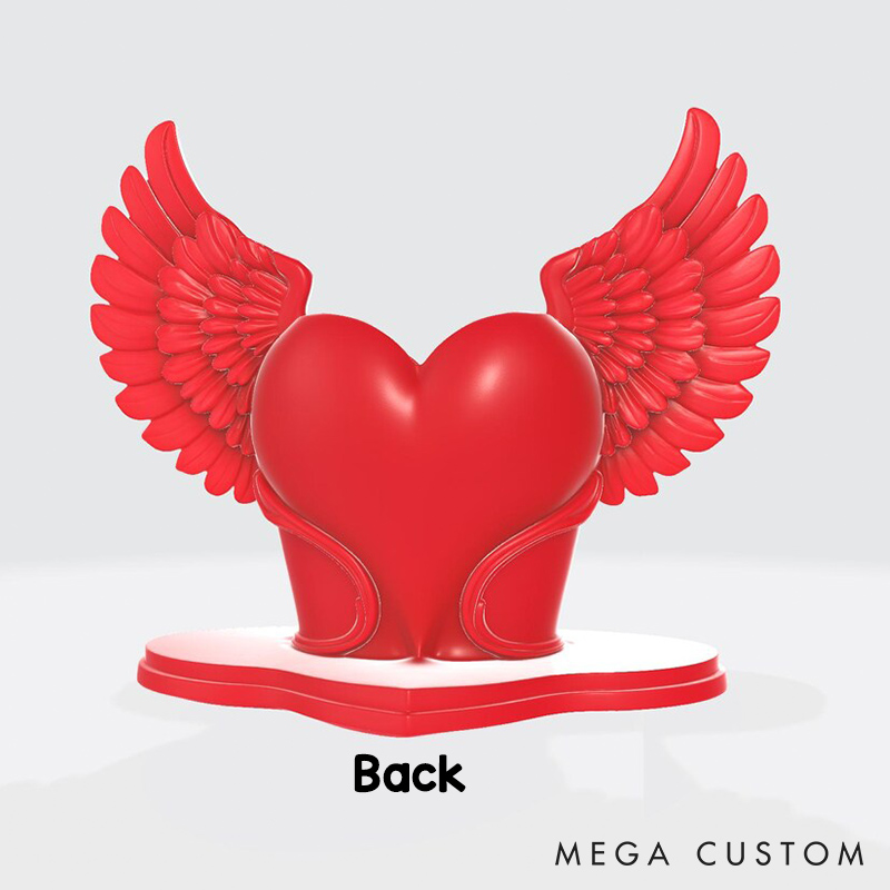 Personalized Valentine's Day Heart with Wings Flower Vase Custom Couple 3D Printed Red Heart Flower Vase with Text Valentine's Day Anniversary Gift