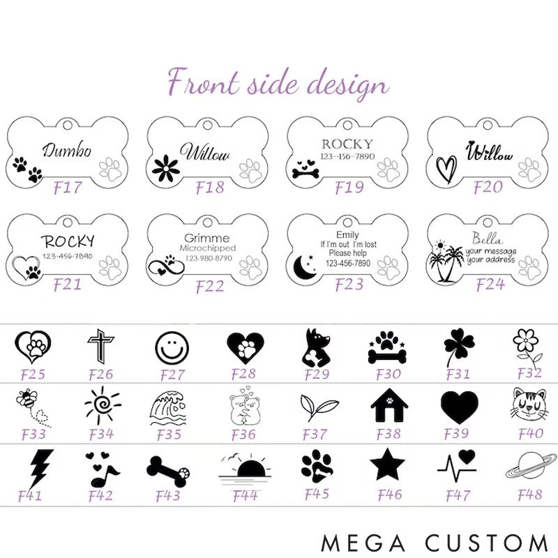 Personalized Cute Dog Tag Personalized for Dog Custom Bone Dog Tags Dog Name Tags Puppy Dog Tag Stainless Steel Pet ID Tag