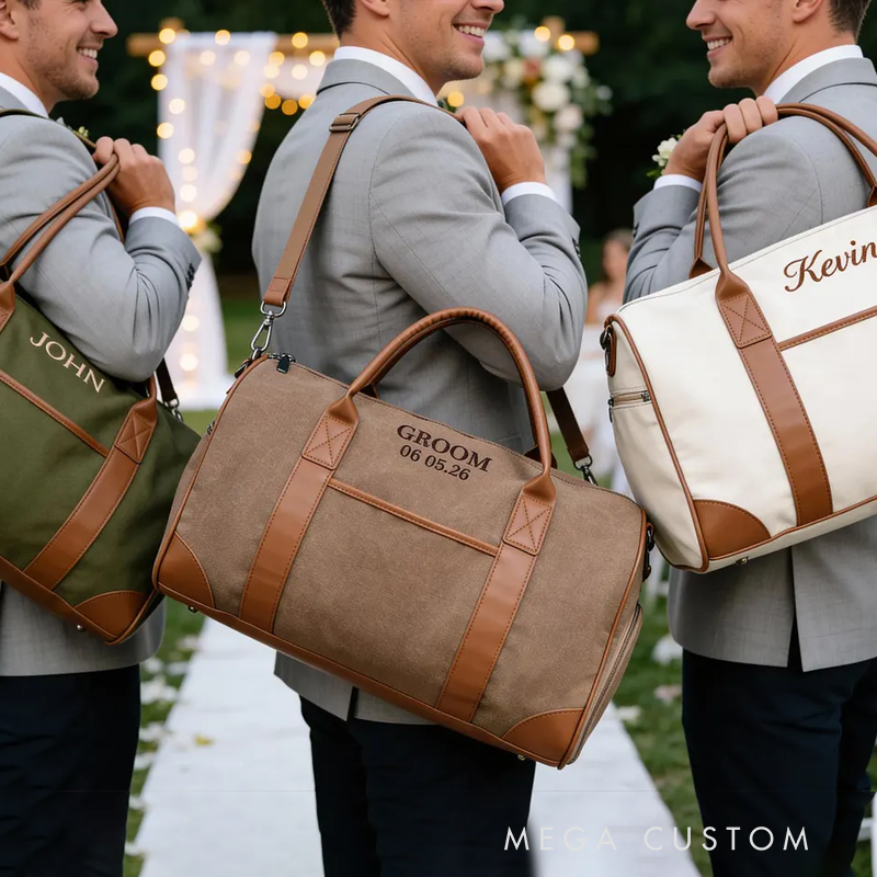 Personalized Name Duffel Bag Embroidered Travel Bag for Man Groomsmen Gift Duffel Bag Groomsmen Gift Best Men Bag Travel Overnight Bag