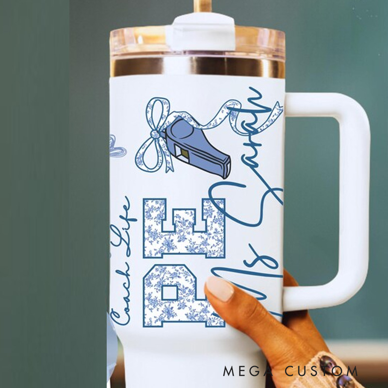 Personalized Fitness Tumbler Physical Education Teacher Gift Custom Travel Cup End of School Gift Quencher for Sport Teacher Gift for Gym Lovers