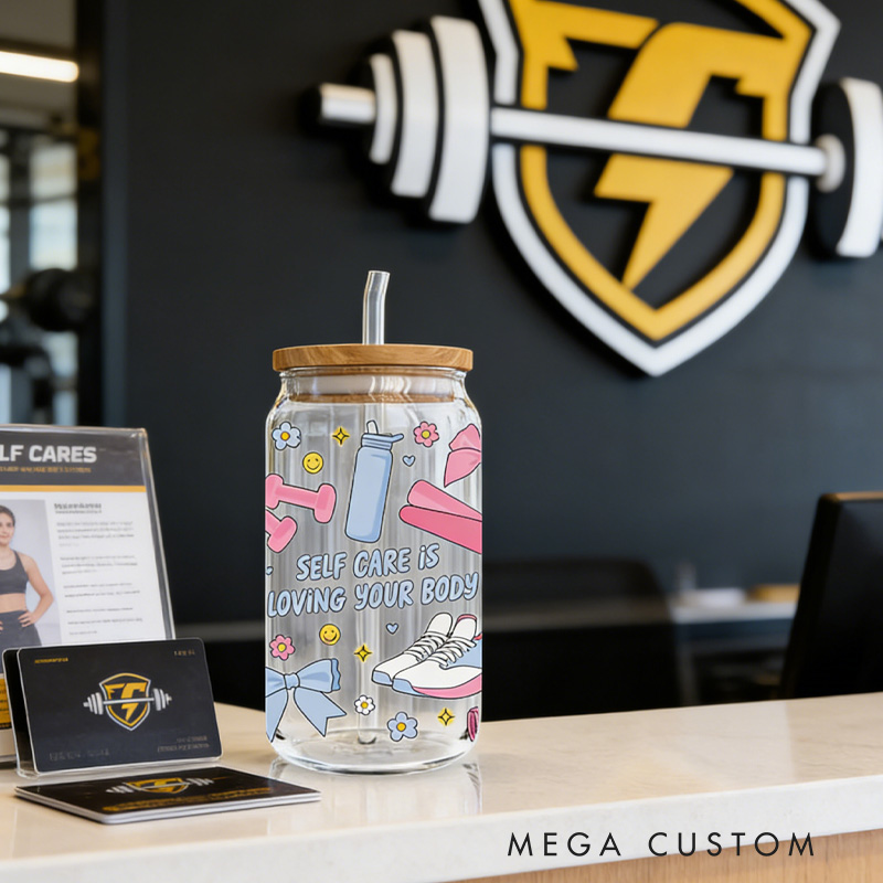 Personalized Gym Water Glasses Self Care Gym Girl Fitness Exercise Glass Gym Fuel Workout Motivational Glass Tumbler Birthday Gift for Gym Lover 