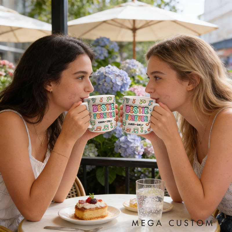 Personalized Mugs for Besties and Sisters Customizable Icons and Names Perfect Gift for Closest Friends Besties Sisters Music Lovers for Birthday Holiday