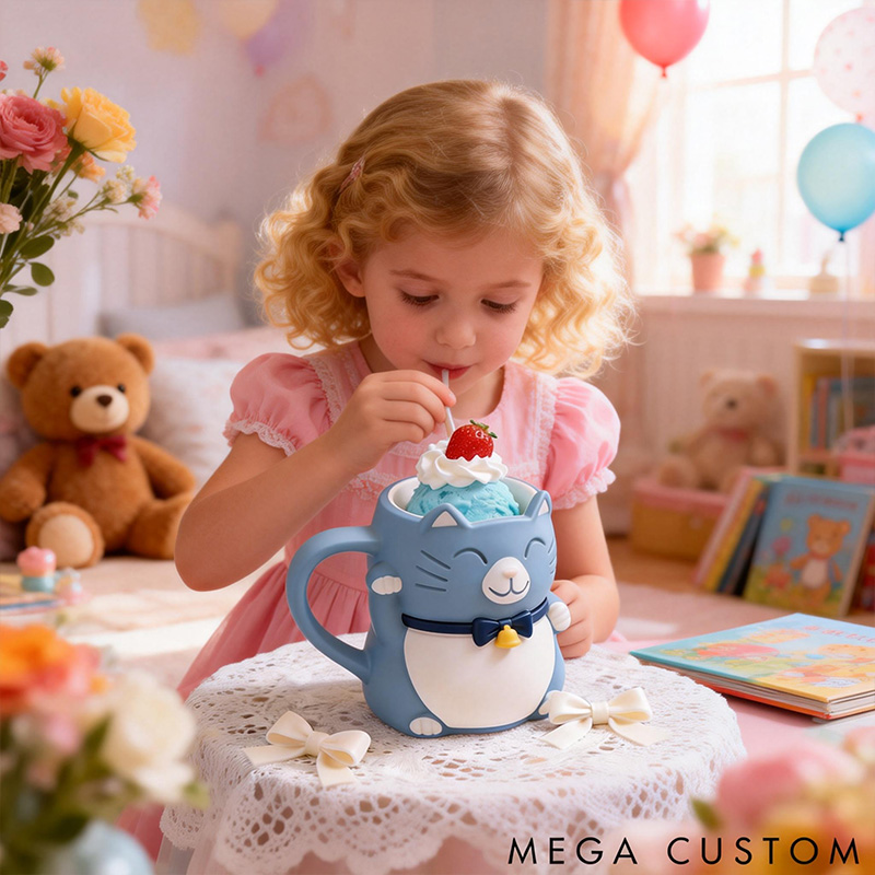 Personalized Cat Lover Bell Buddy Ice Cream Pint Holder 3D Printed with Spoon Slots & Snack Drawer for Cat Lover