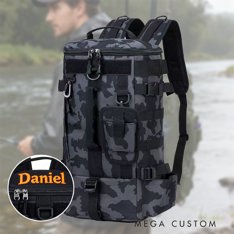 Personalized Tactical Fishing Backpack - Multi-Functional Tackle Storage Bag with Rod Holders & Organizer Pockets