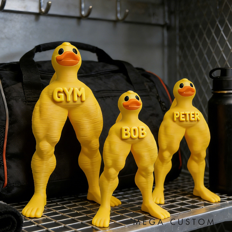 Personalized 3D Printed Funny Muscle Muscular Legs Duck Meme Desk Decor Birthday Gift for Friends Gym Rat Gym Lovers