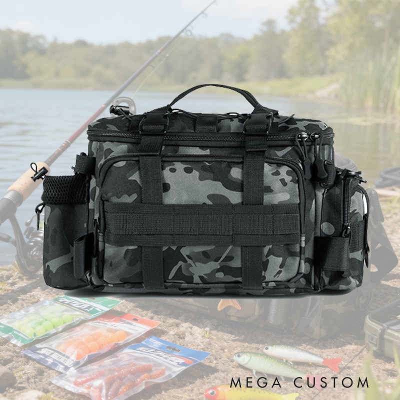 Personalized Camouflage Fishing Tackle Bag - Multi-Functional Gear Organizer with Lure & Tool Storage