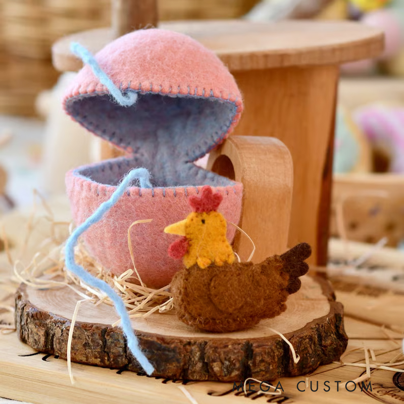 Easter Pet & Egg Felt Ornament Set - Handmade Farm Animal & Pastel Egg Decorations