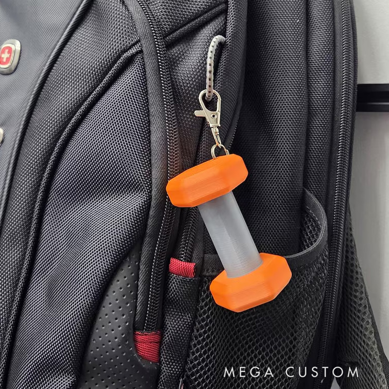 Personalized 3D Printed Dumbbell Key Chain Lip Balm Holder ChapStick Backpack Key Ring Gym Bag Sports Container Cute Fitness Workout Unique Creative Gift for Coach Trainer Gym Lover
