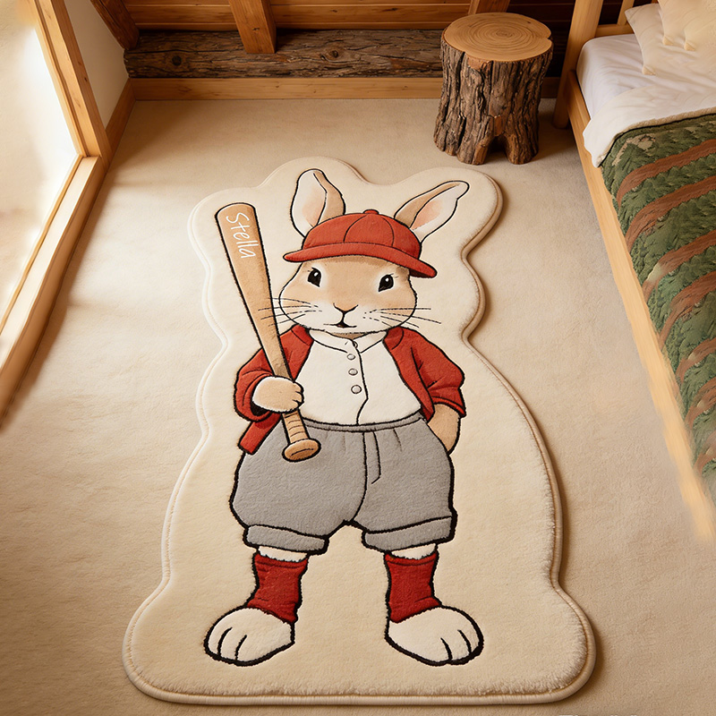 Personalized Bunny Baseball-Theme Custom Name Cute Baseball Rabbit for Kids