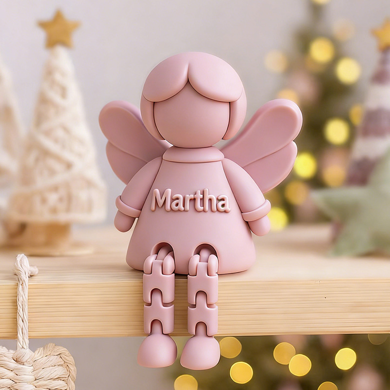 Personalized Guardian Angel 3D Printable Flexi Angel Figure with Custom Name Articulated Shelf Ornament Christian Home Decor for Girls