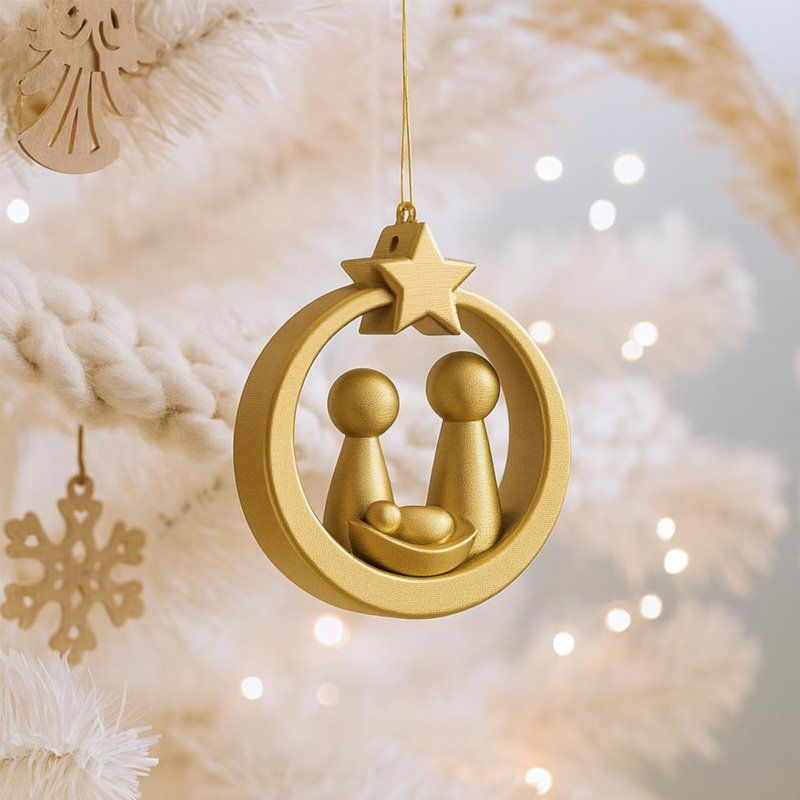 Personalized Nativity Scene 3D Printed Christmas Ornament Religious Home Decor Holy Family Keepsake Christian Gift
