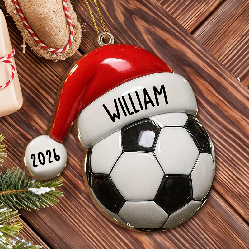 Personalized Sports-Themed Acrylic Christmas Ornament with Custom Name and Year  