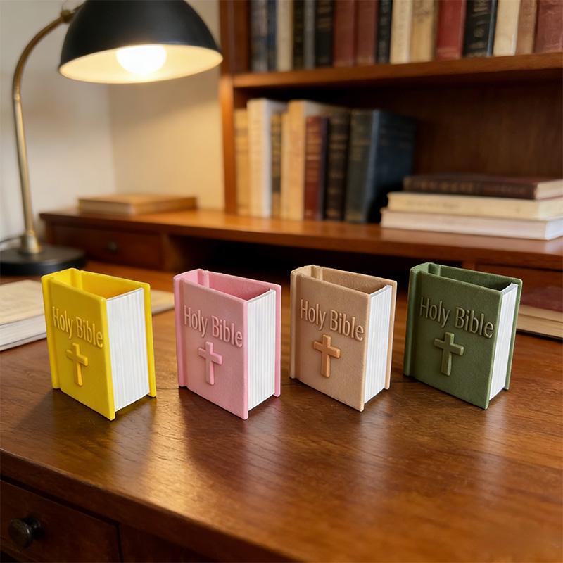 Personalized Cross Holy Bible White Pages Book Shaped Bookmark Holders with Custom Name Religious Gift for Christians