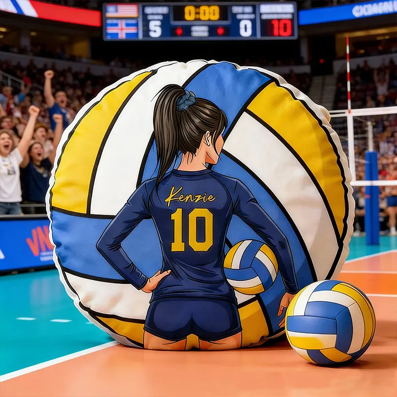 Personalized Volleyball Pillow with Custom Name and Player Design for Volleyball Enthusiasts