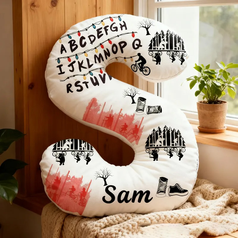 Personalized Cycling Things Letter Pillow Graphic 3D Print Bow Letter Pillow Name Pillow Comfortable Travel Cushion for Riders Riding Lovers
