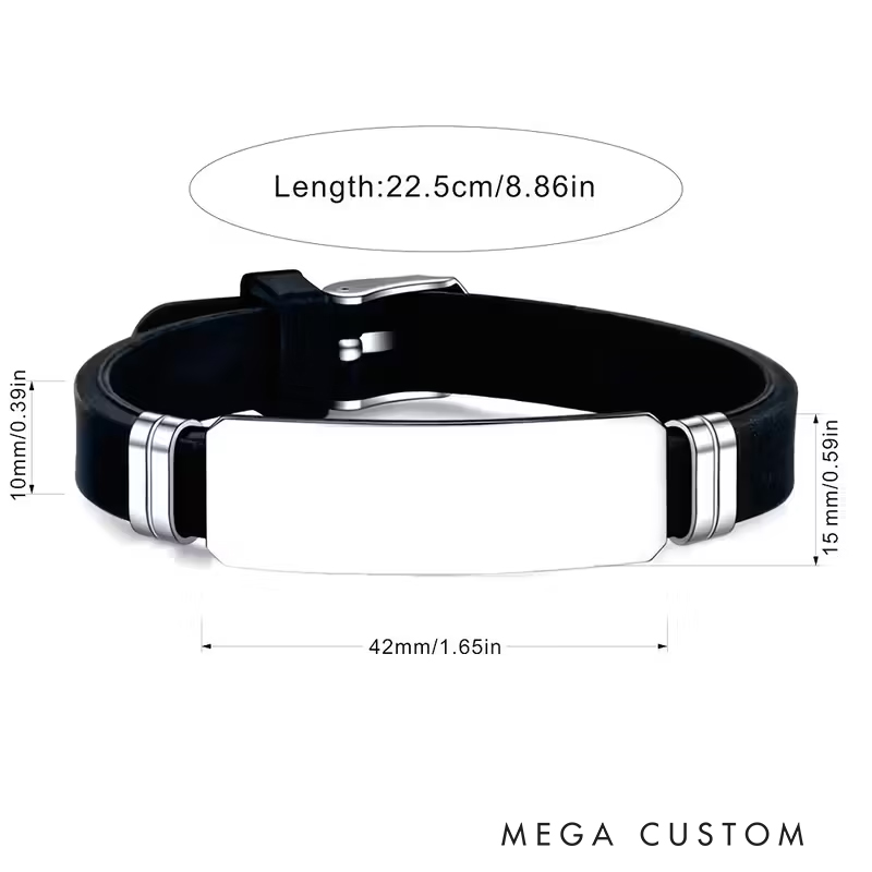 Personalized Stainless Steel Silicone Bracelet Custom Engraved Heart Connected Design Ideal Men's Father's Day Valentine's Day Gifts