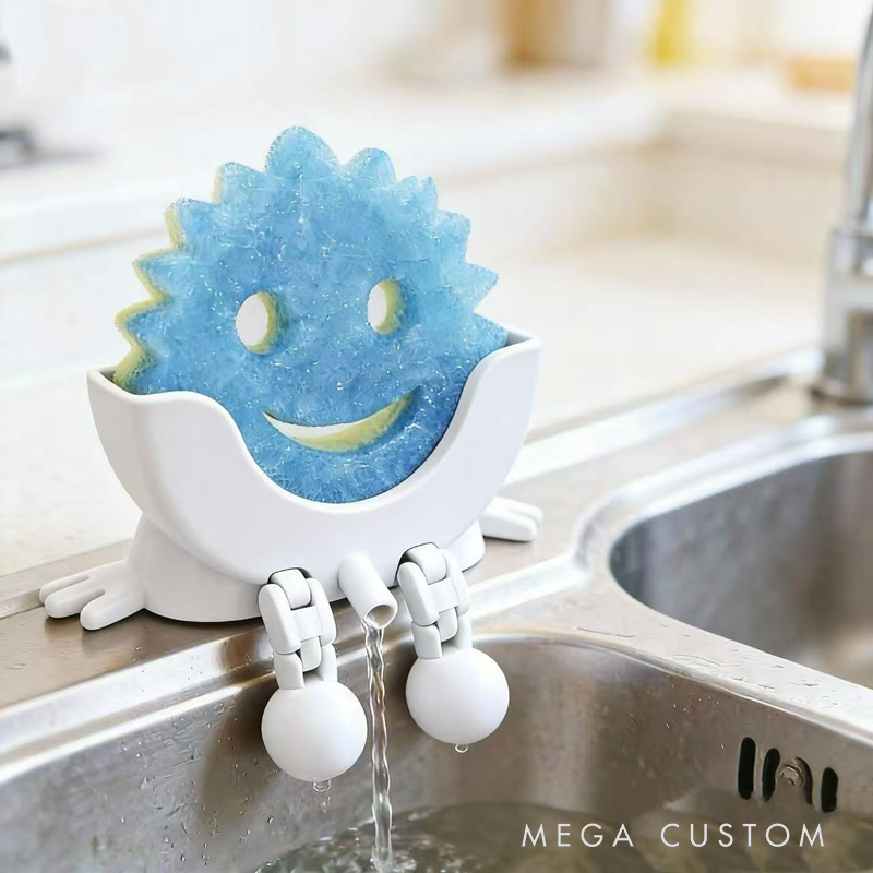 3D Printed Sink Sponge Holder - Funny Smiley Face Kitchen Organizer with Drainage Legs