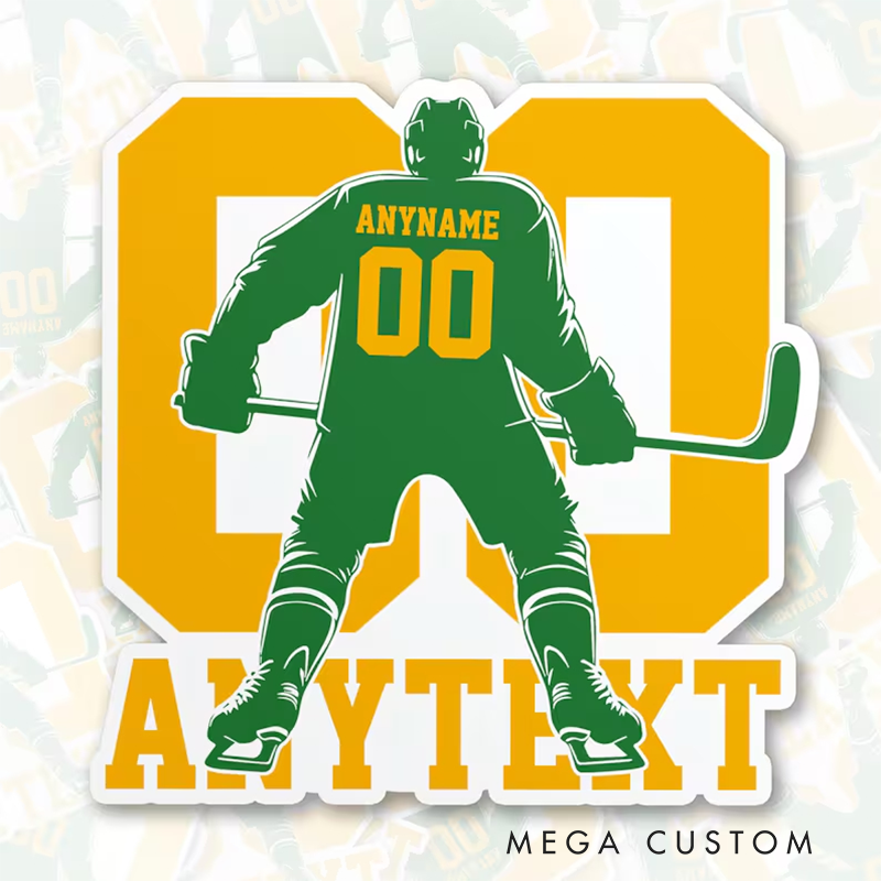 Personalized Hockey Gear Sticker with Customizable Name and Number
