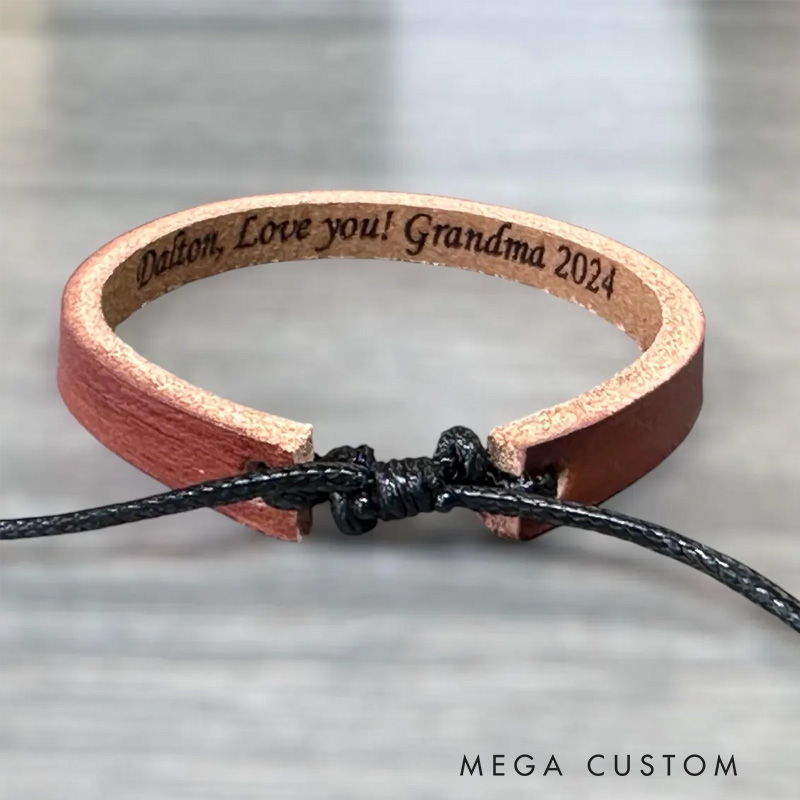Personalized Custom Engraved Leather Bracelet Unisex Couple Style Ideal Men's Gifts for Father's Day Valentine's Day and Groomsmen Bracelets