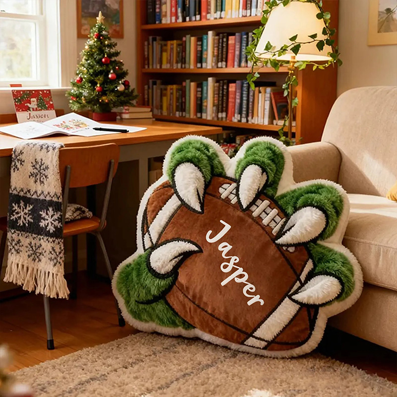 Personalized Football Pillow with Beast Claw Design and Custom Name for Kids and Football Enthusiasts Christmas Gifts